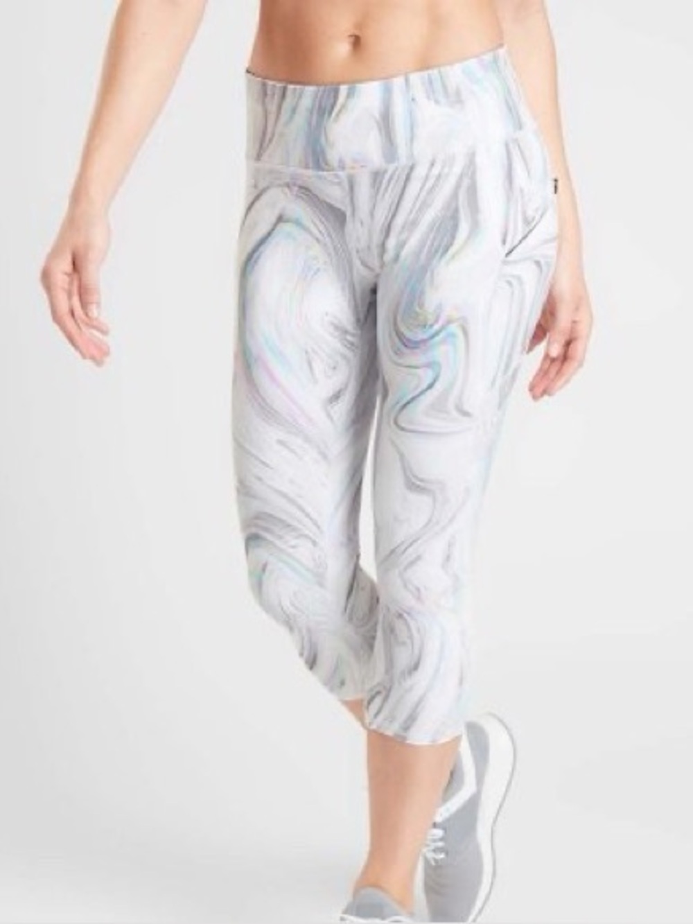 Athleta Contender Opal Capri Marble Powerlift Print Multi Color Leggings Sz XXS